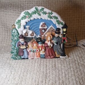 Vintage Holiday Village Scene Light-Up Decoration